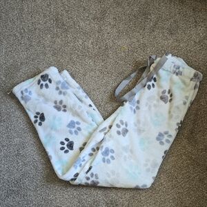 Hallmark White and Gray Sweatpants with Paw Print Design